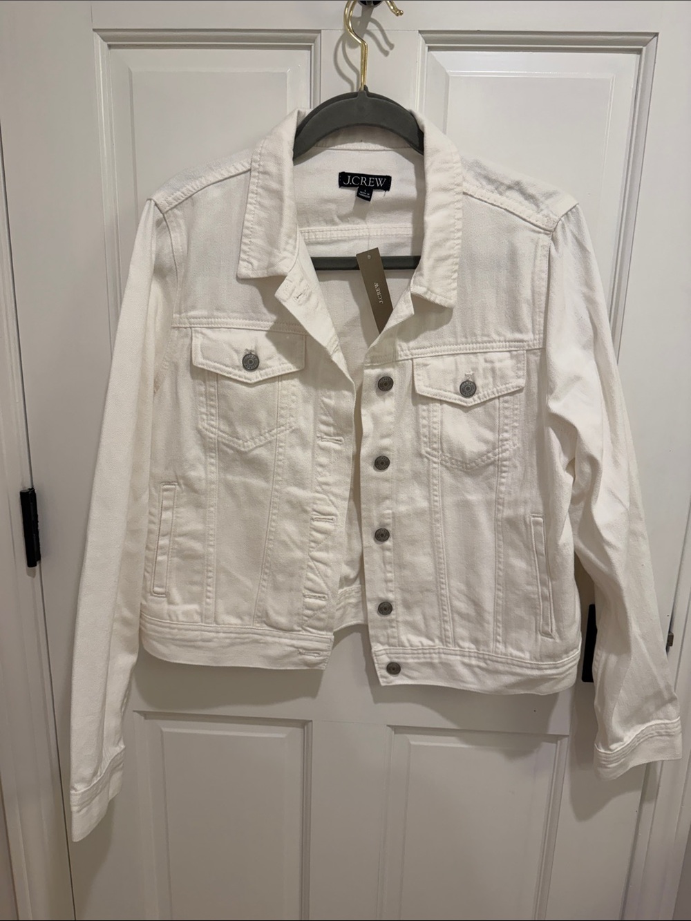 J.Crew White Denim Jacket with Button-Front